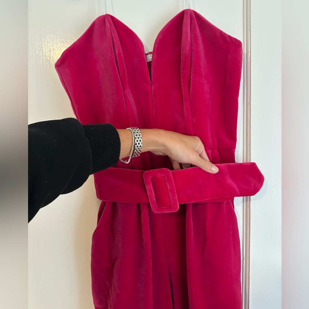 Amanda Uprichard Pink Velvet jumpsuit